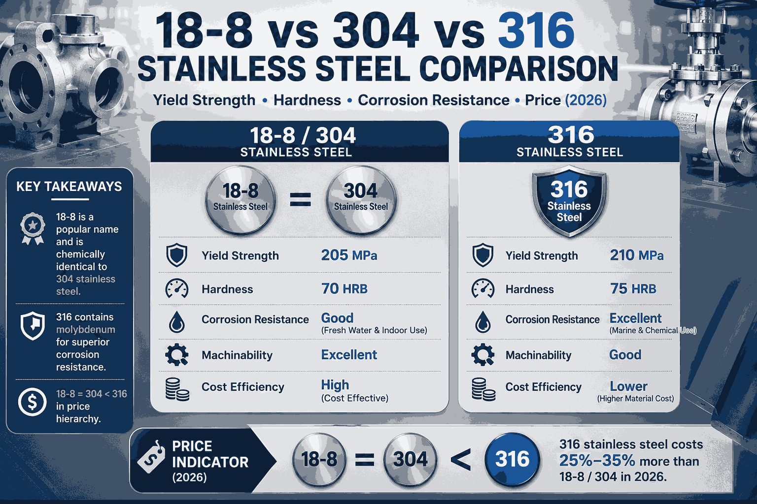 304 and 316 Stainless Steel Comparison