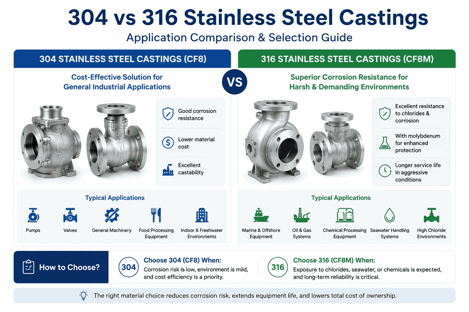 304 vs 316 Stainless Steel Castings