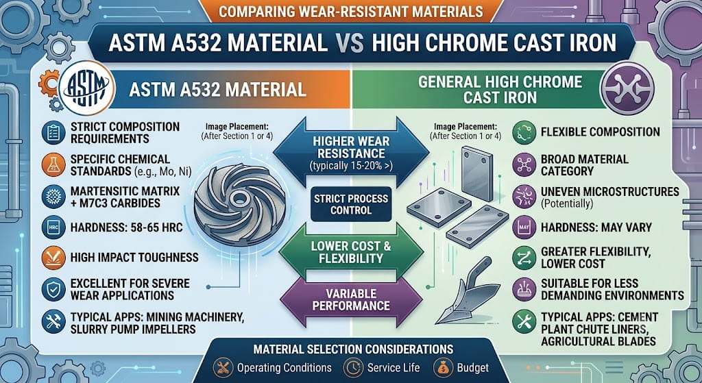ASTM A532 Material vs. General High Chrome Cast Iron Key Differences in Wear Resistance & Applications