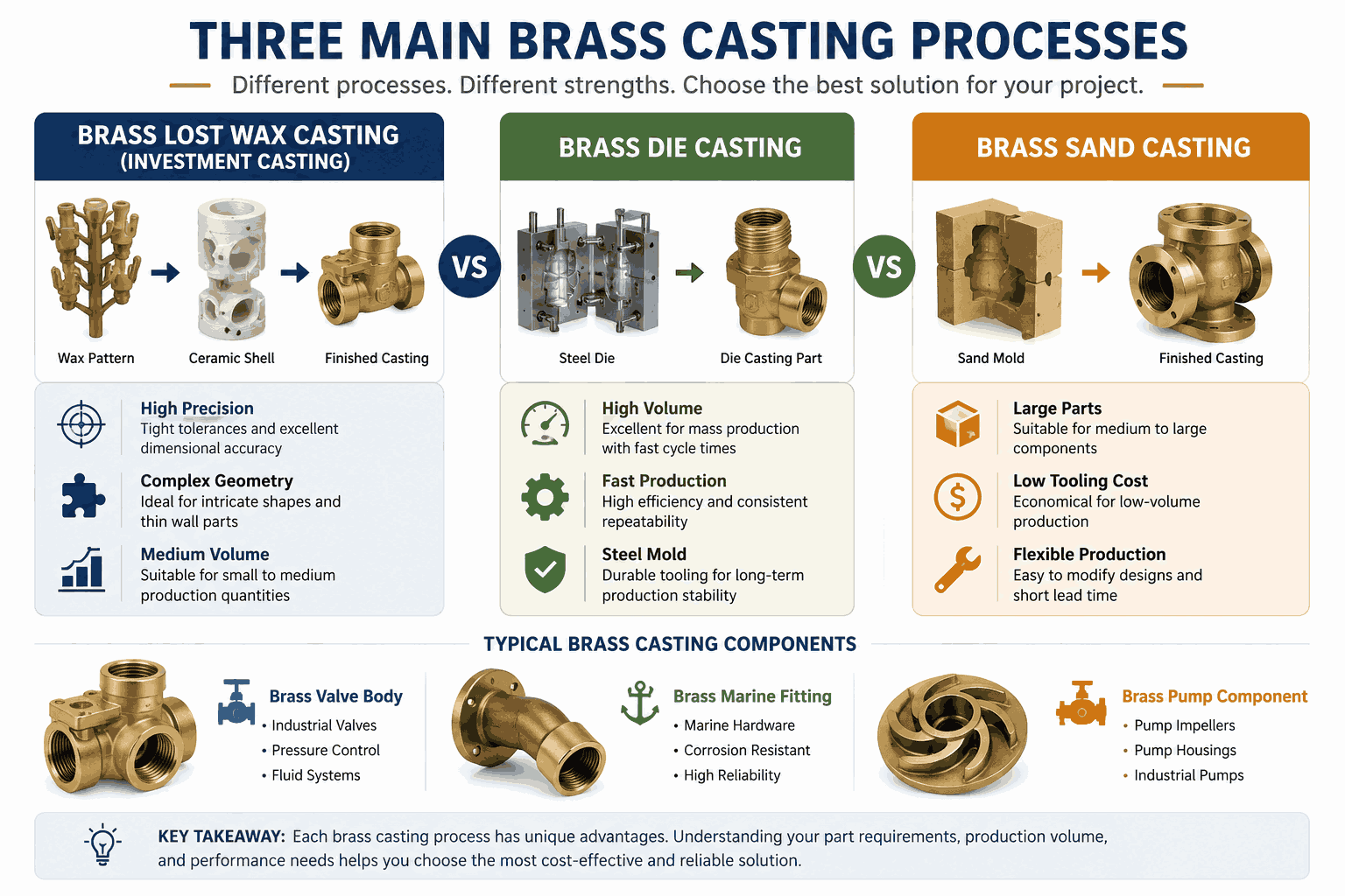 Brass Lost Wax Casting vs Die Casting vs Sand Casting Processes