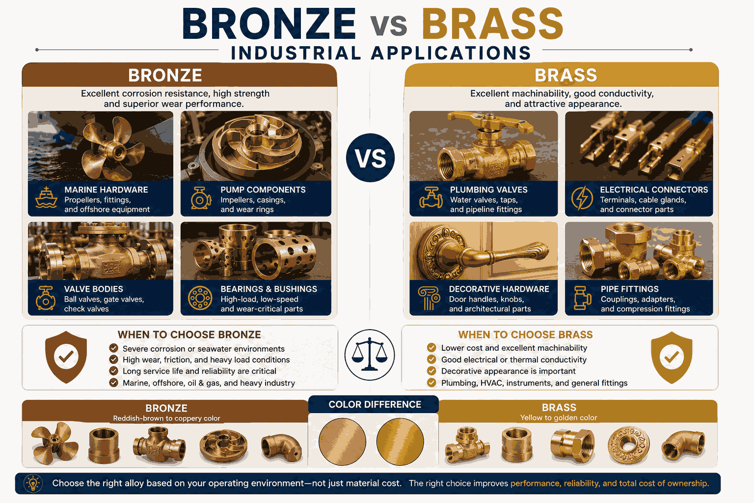 Bronze vs Brass Industrial Applications