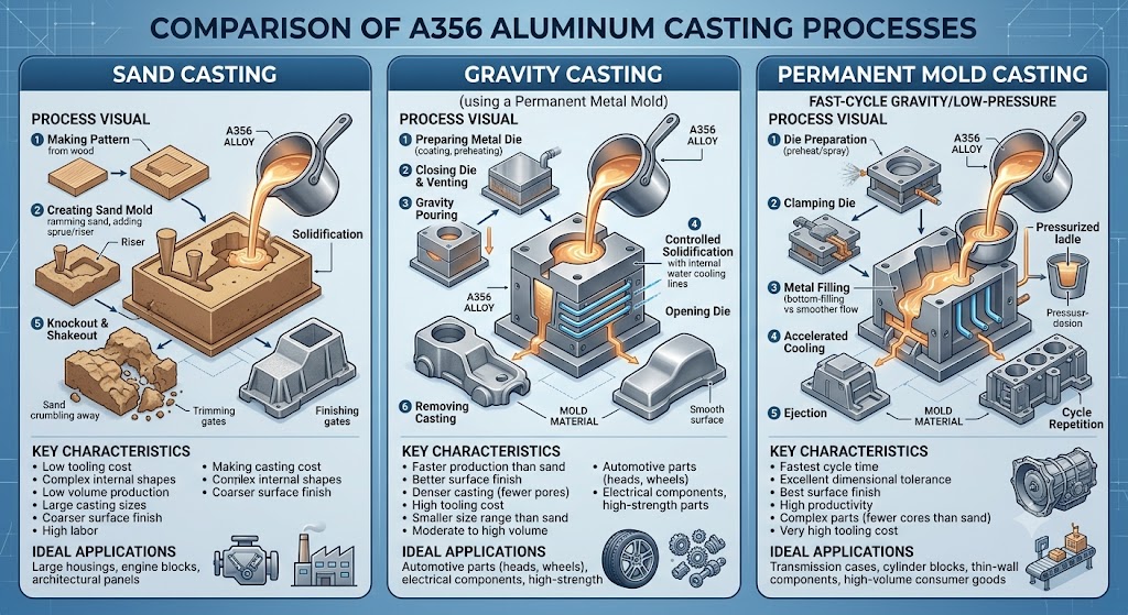 Comparison of A356 Aluminum Casting Processes