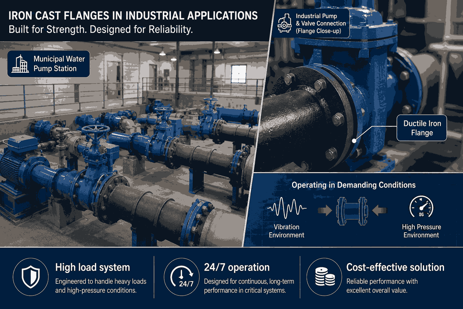 Industrial Application of Iron Cast Flanges in High-Load Pumping Systems