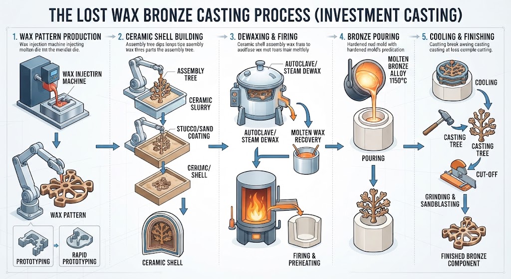 The Lost Wax Bronze Casting Process（Investment Casting）