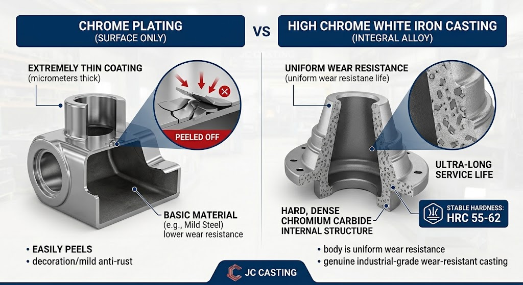 chrome plating vs high chrome casting difference