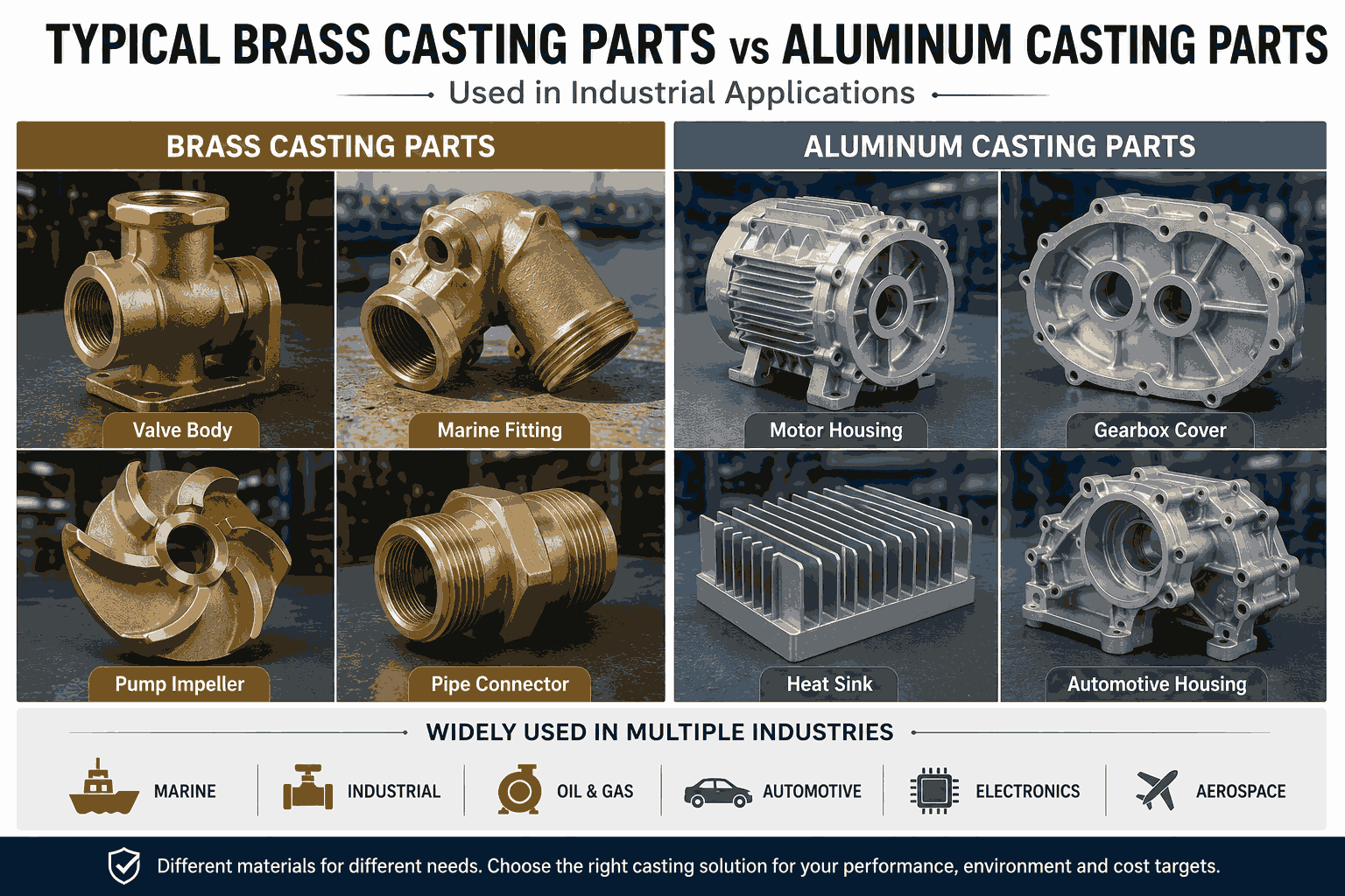 brass casting vs aluminum casting applications